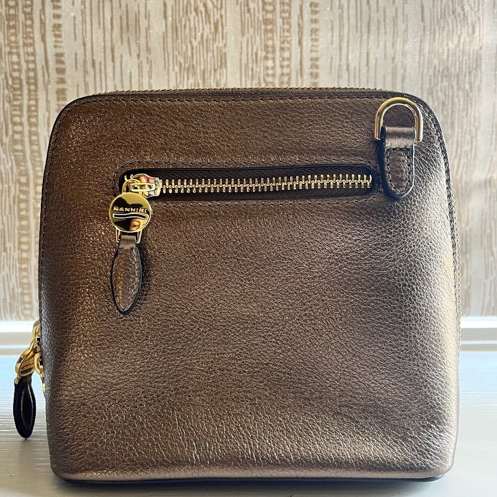 NWT - Beautiful, Italian cross body, genuine leather, pewter color purse
